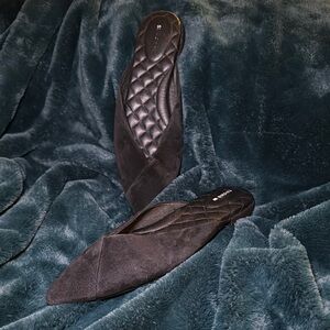 Birdies Black Suede Flats 8.5